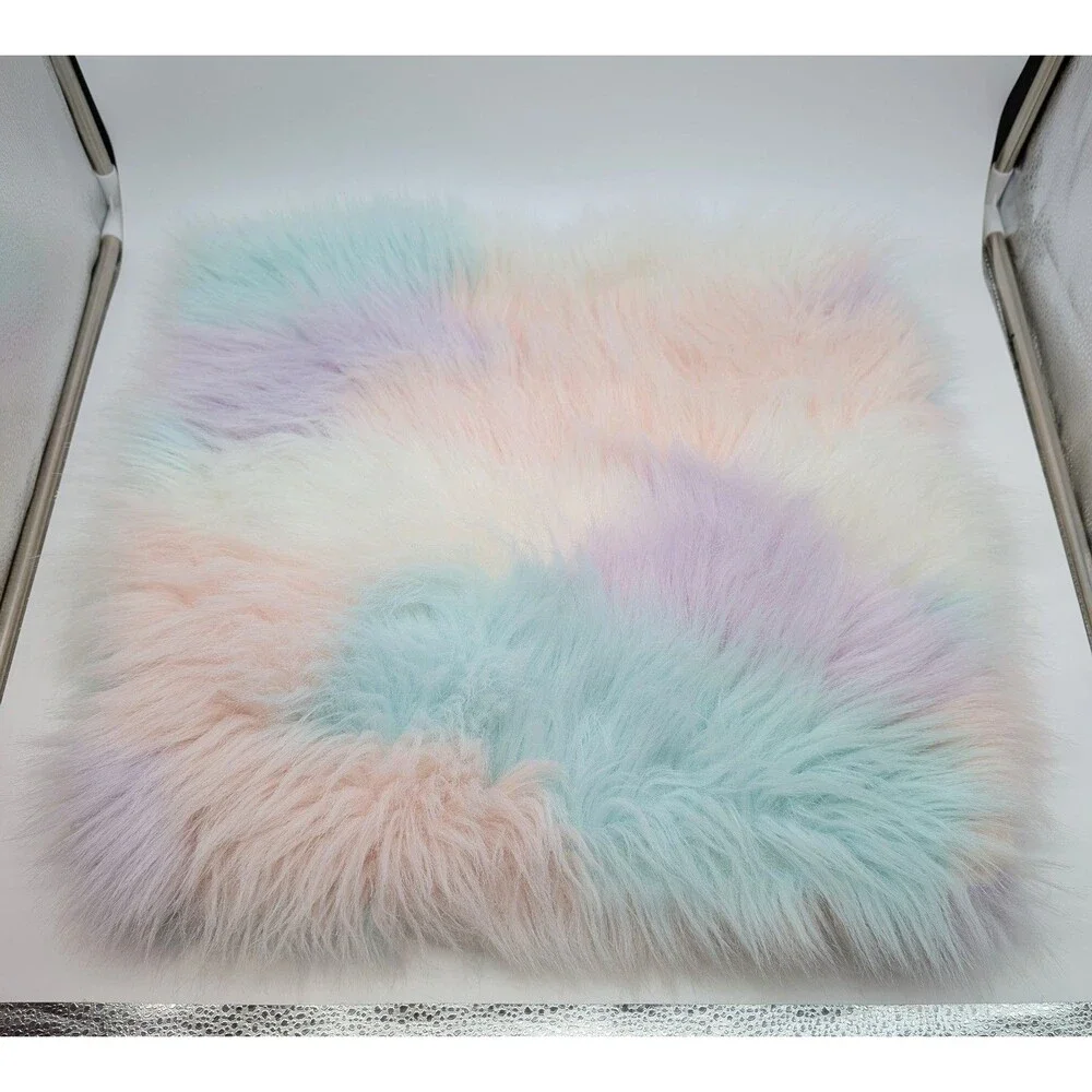 Pottery Barn Teen Faux Fur Rainbow Tie Die Pastel Shag Pillow Covers 18
